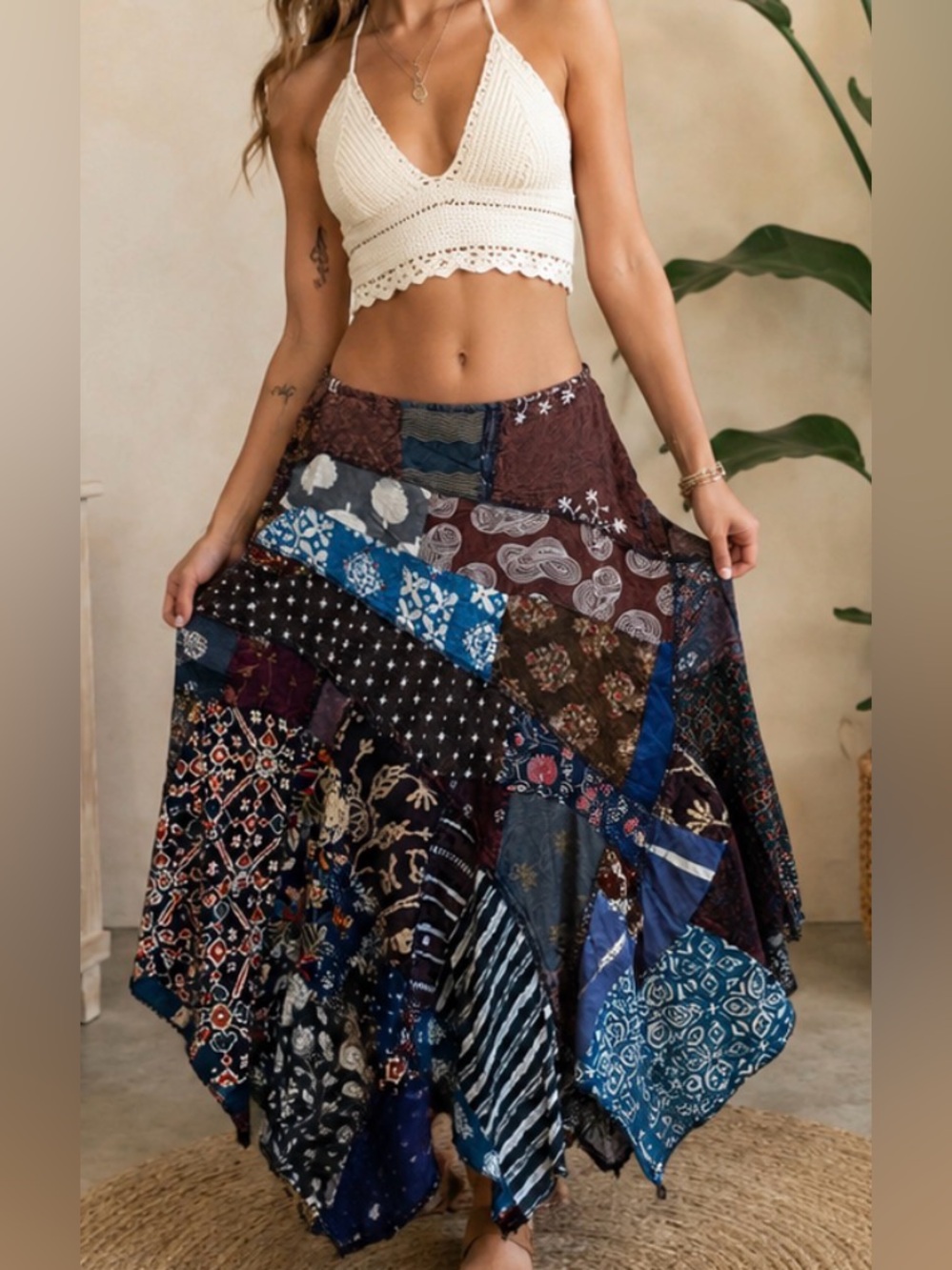 Jaded Gypsy Patchwork Handkerchief Hem Maxi Skirt - Size S/M NWT